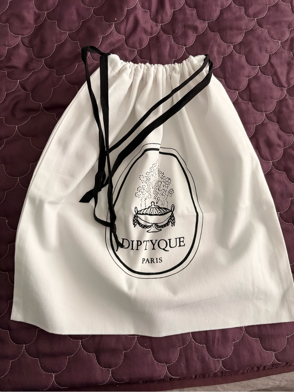 NEW Diptyque large White Drawstring BAG DUSTBAG COSMETICS CASE